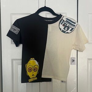 Star Wars Kids Split Black and White Tee asymmetrical size 9/10